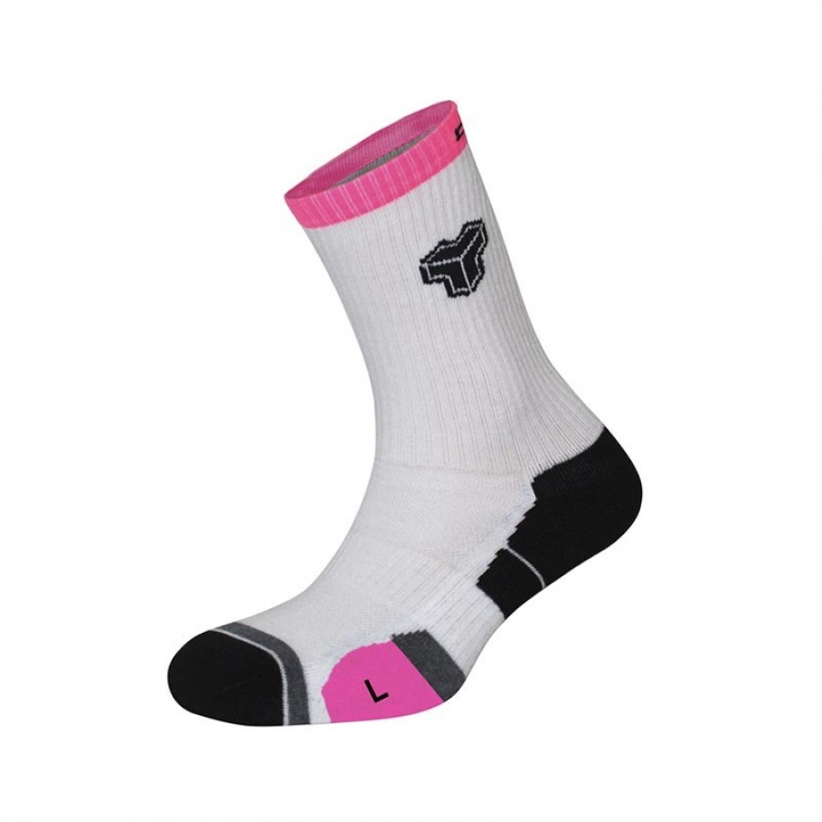 Calcetines Cartri Axel High Blanco Fucsia 1 Par