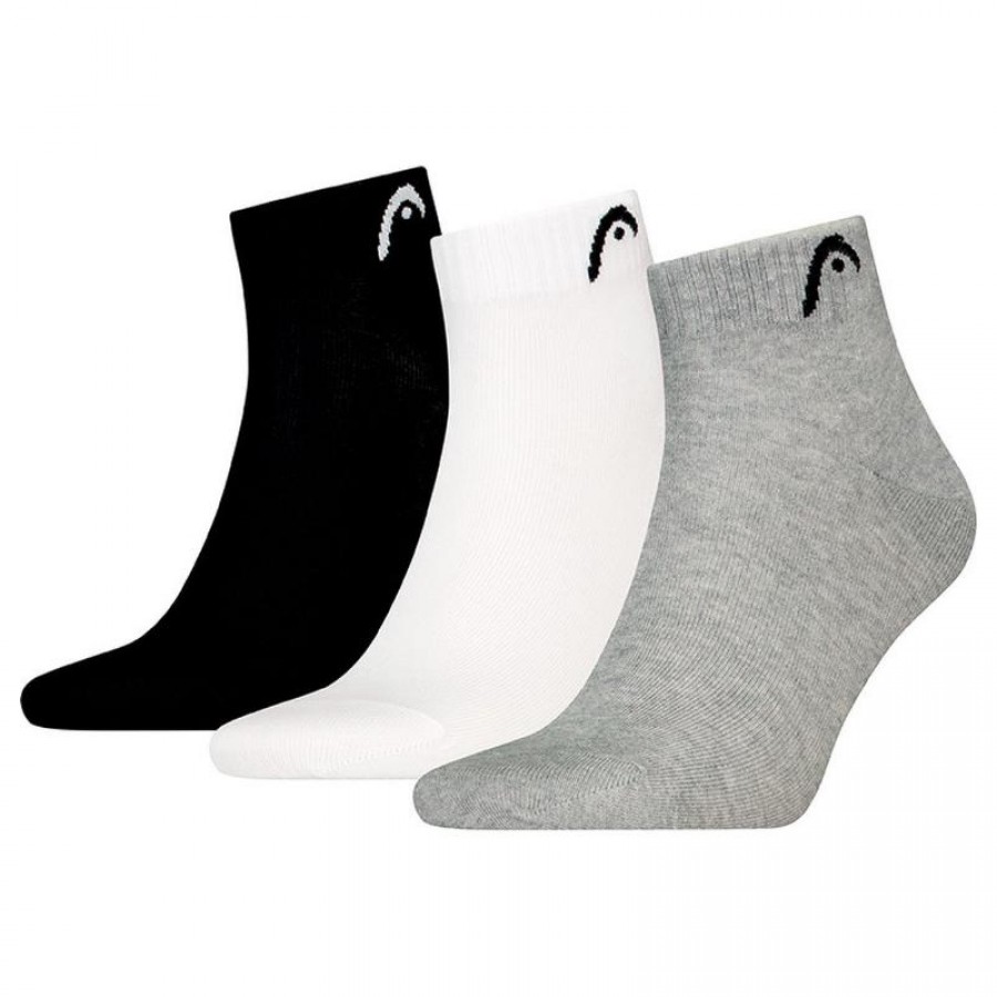 Calcetines Head All Sports Quarter Blanco Gris 3 Pares