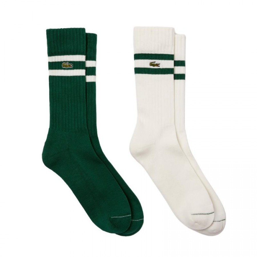 Calzini Lacoste High Cut Bianco Verde