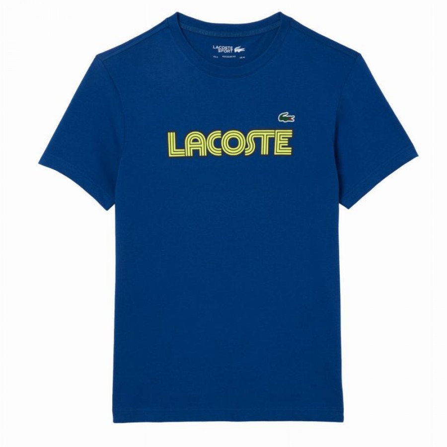 Lacoste Sport Maglietta in maglia gialla blu navy