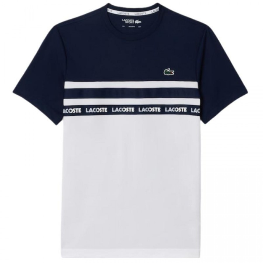 T-shirt Lacoste Ultra Dry Blanc Bleu Marine