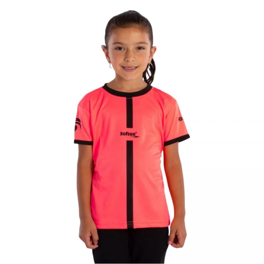 Camiseta Softee Tipex Coral Fluor Preto Junior