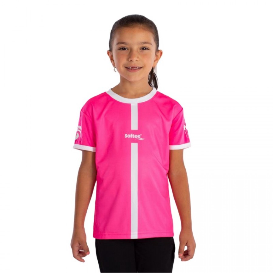 Camiseta Softee Tipex Fuchsia Fluor Branca Junior