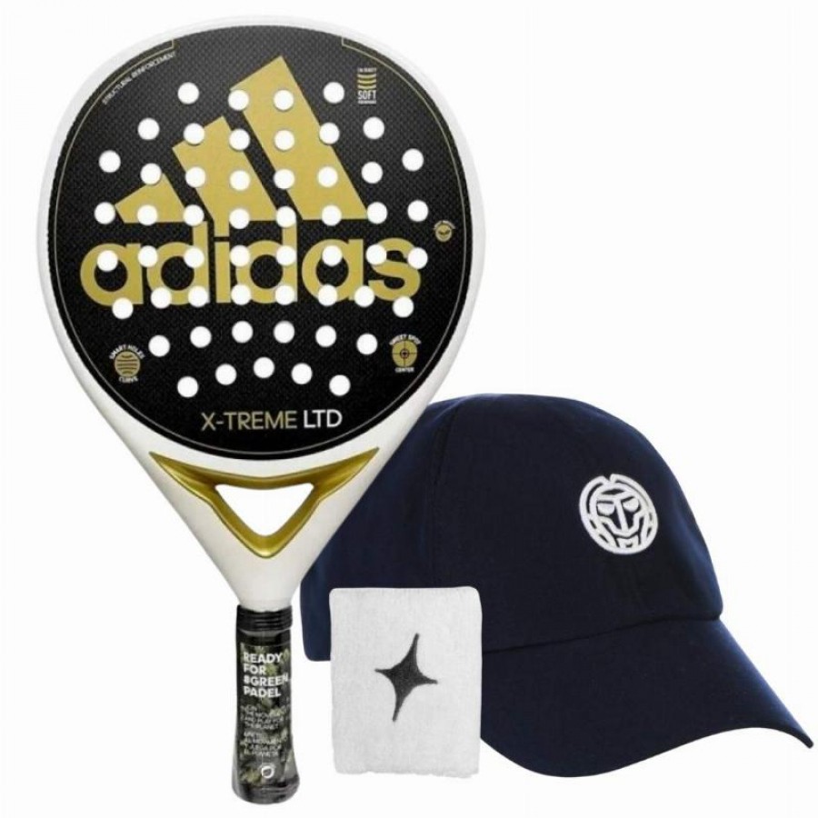 Pala Adidas X-Treme Blanco Oro con Gorra y Munequera