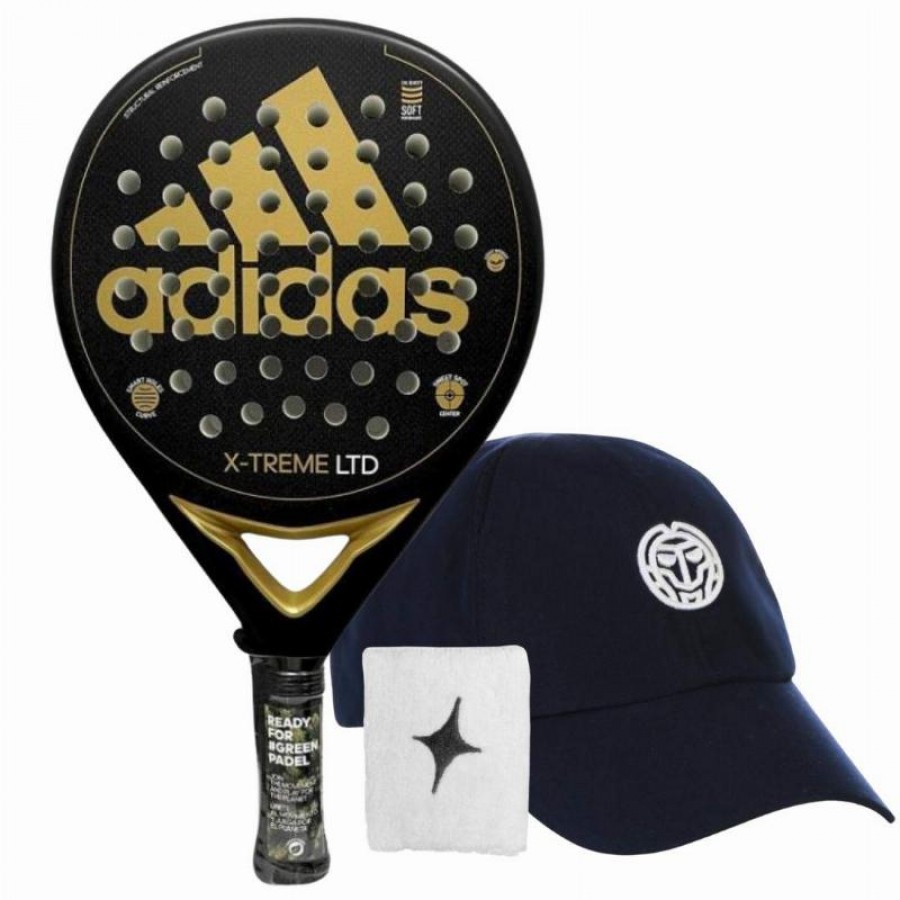 Pala Adidas X-Treme Negro Oro con Gorra y Munequera