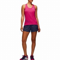 Pantaloncini Asics Practice Azul Peacoat Rosa Mujer