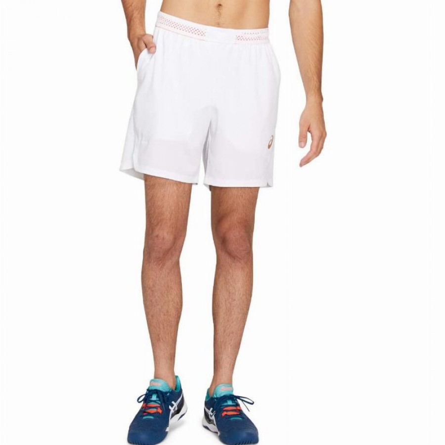 Pantaloncini Asics Tennis 7In Bianco Brillante Rosso