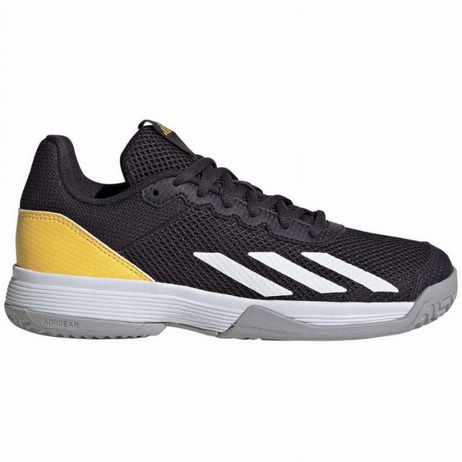 Tenis Adidas Courtflash Preto Branco Laranja Junior