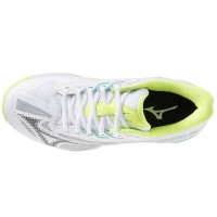 Tenis Mizuno Wave Exceed Light 2 Clay Branco Preto Lima para Mulheres