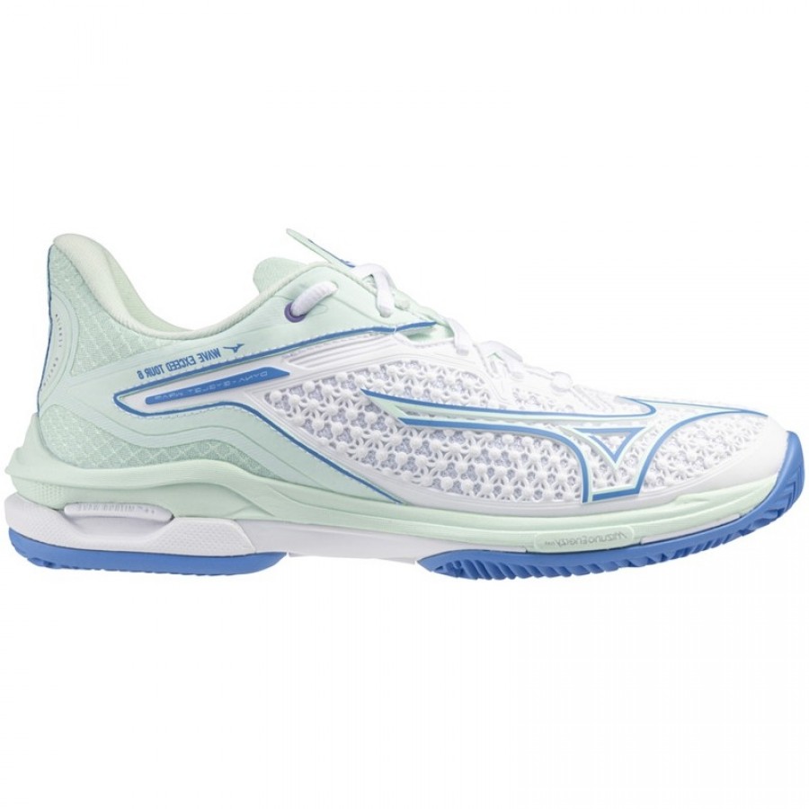 Mizuno Wave Exceed Tour 6 Clay Branco Azul Tenis Feminino