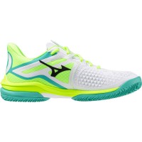 Tenis Mizuno Wave Exceed Tour 6 Clay Branco Preto Lima para Mulheres